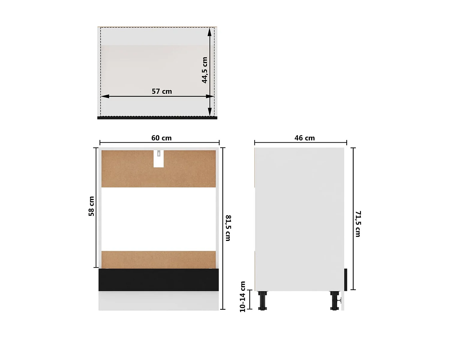 Armário para forno "Riga" 60x46x81,5 cm derivados madeira preto