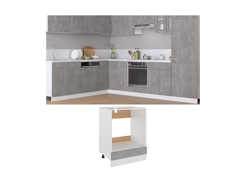 Herdumbauschrank Lyon Betongrau 60x46x81,5 cm Holzwerkstoff