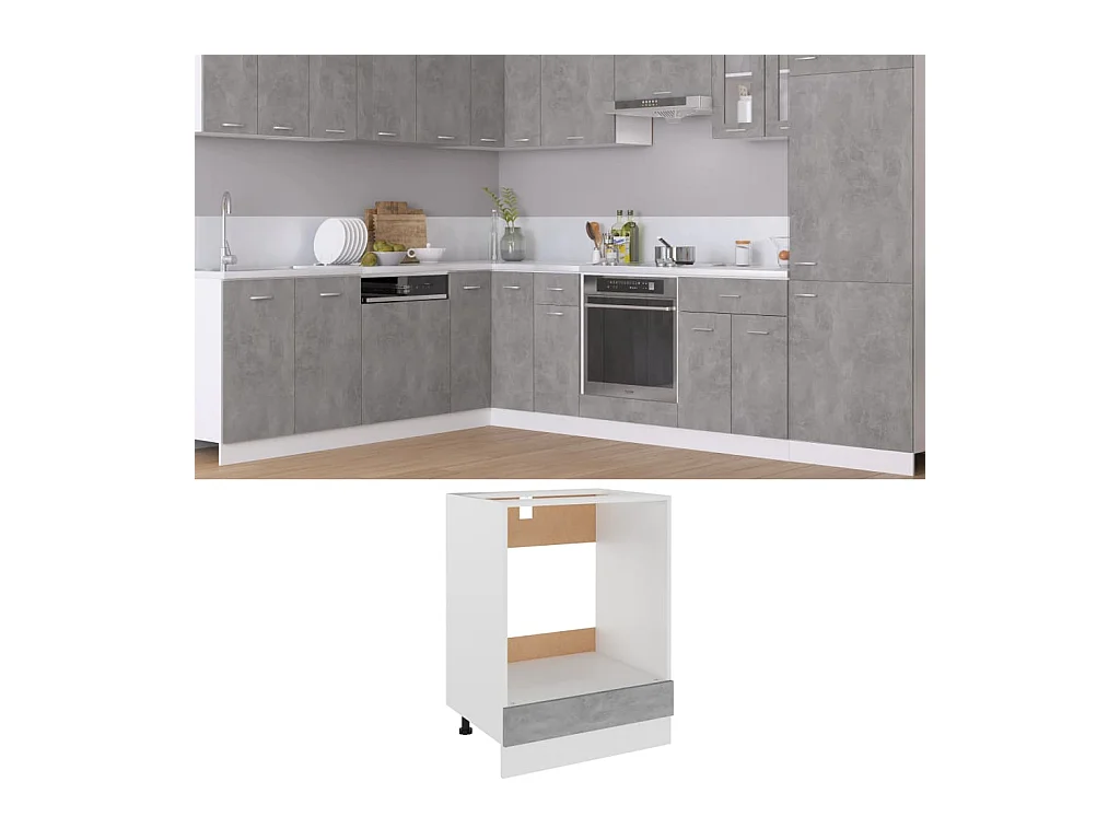 Meuble de four "Riga" Gris béton 60 x 46 x 81,5 cm Bois d'ingénierie
