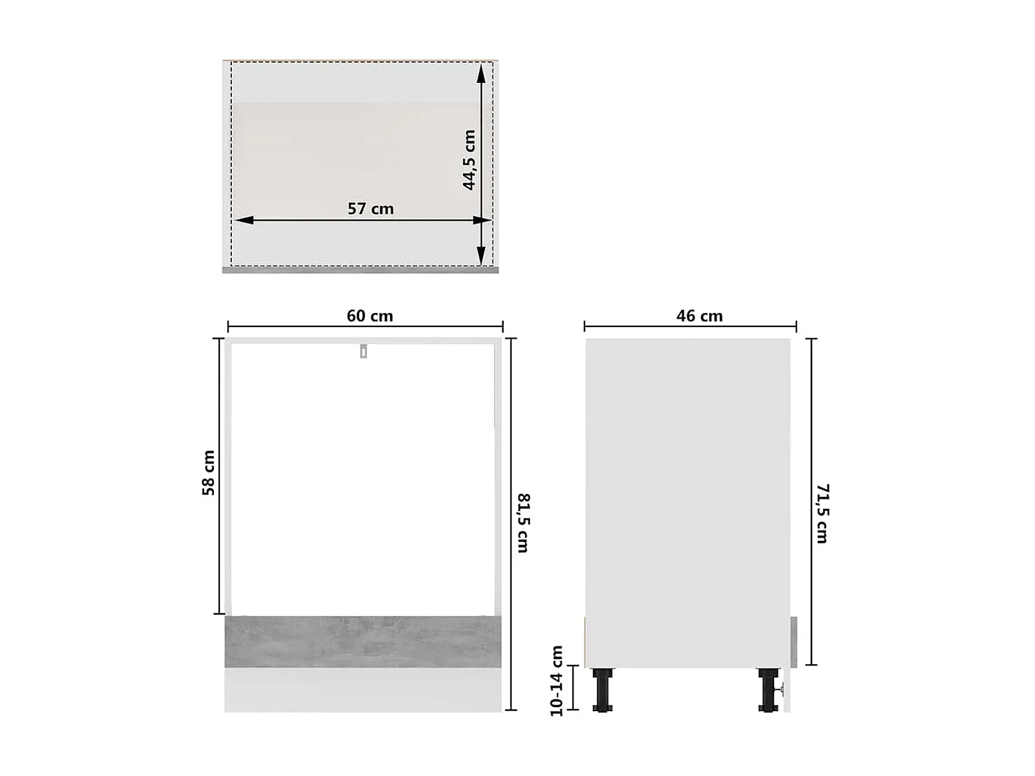 Meuble de four "Riga" Gris béton 60 x 46 x 81,5 cm Bois d'ingénierie