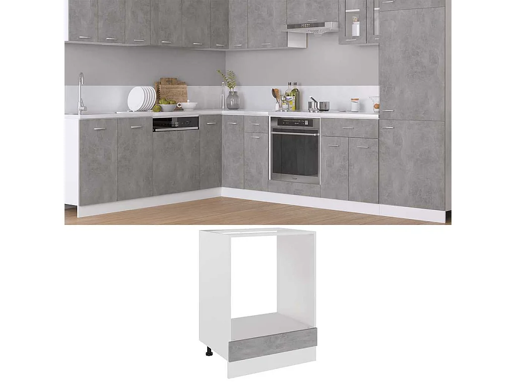 Meuble de four "Riga" Gris béton 60 x 46 x 81,5 cm Bois d'ingénierie