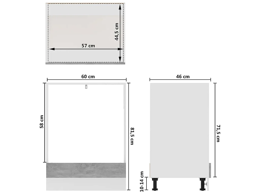 Meuble de four "Riga" Gris béton 60 x 46 x 81,5 cm Bois d'ingénierie