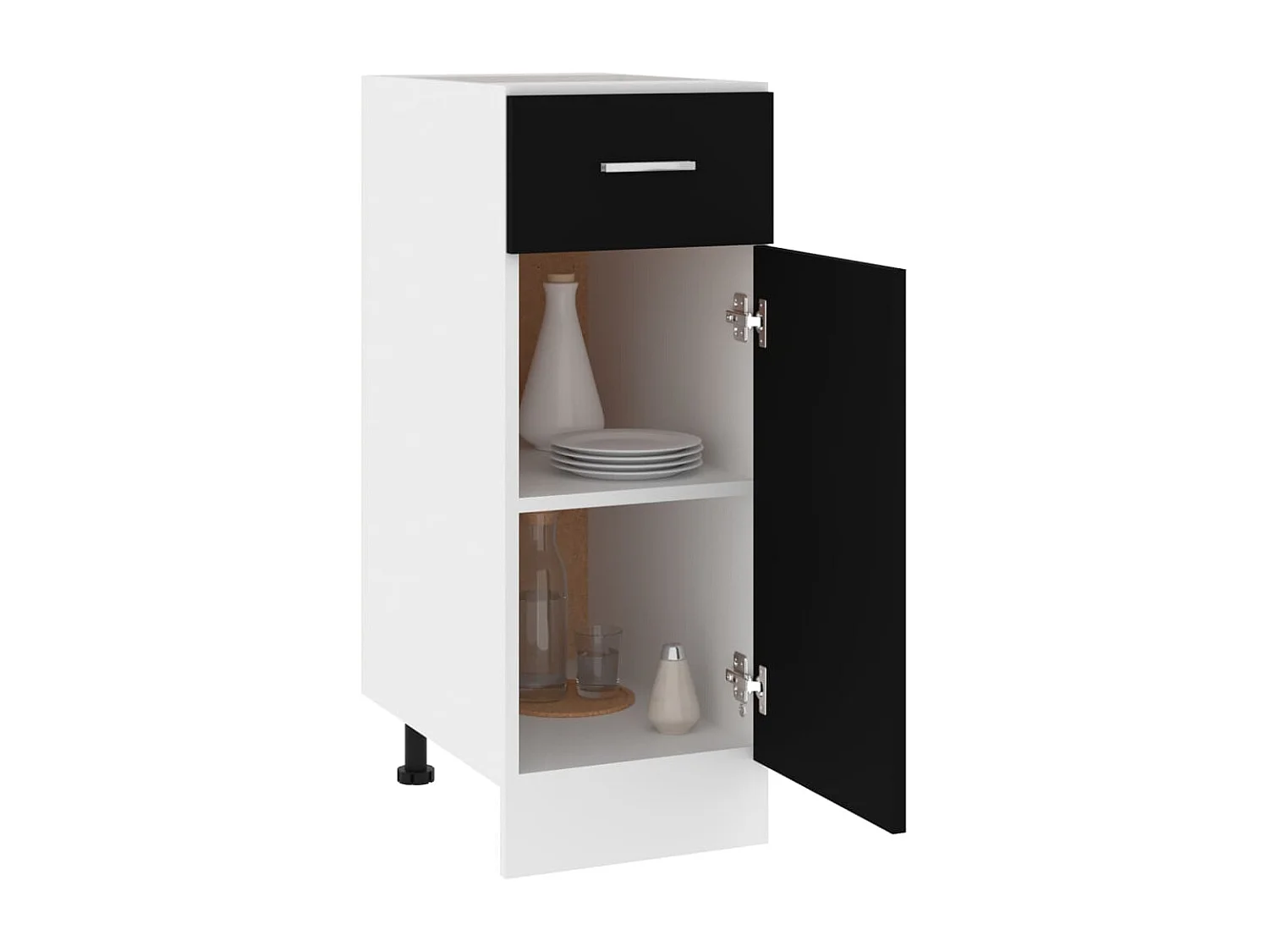 Mueble bajo con cajón "Lyon" negro 30x46x81,5 cm madera de ingeniería