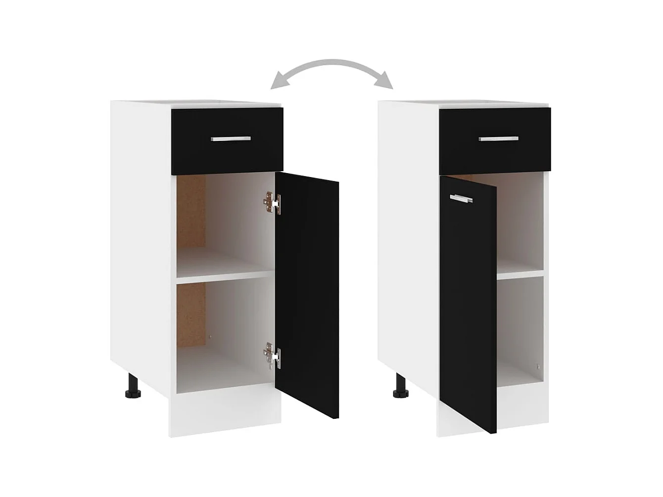 Mueble bajo con cajón "Lyon" negro 30x46x81,5 cm madera de ingeniería