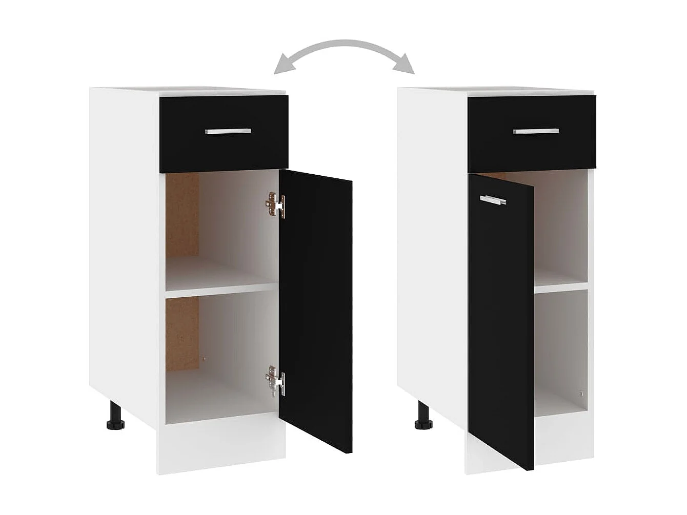 Schubunterschrank Lyon Schwarz 30x46x81,5 cm Holzwerkstoff