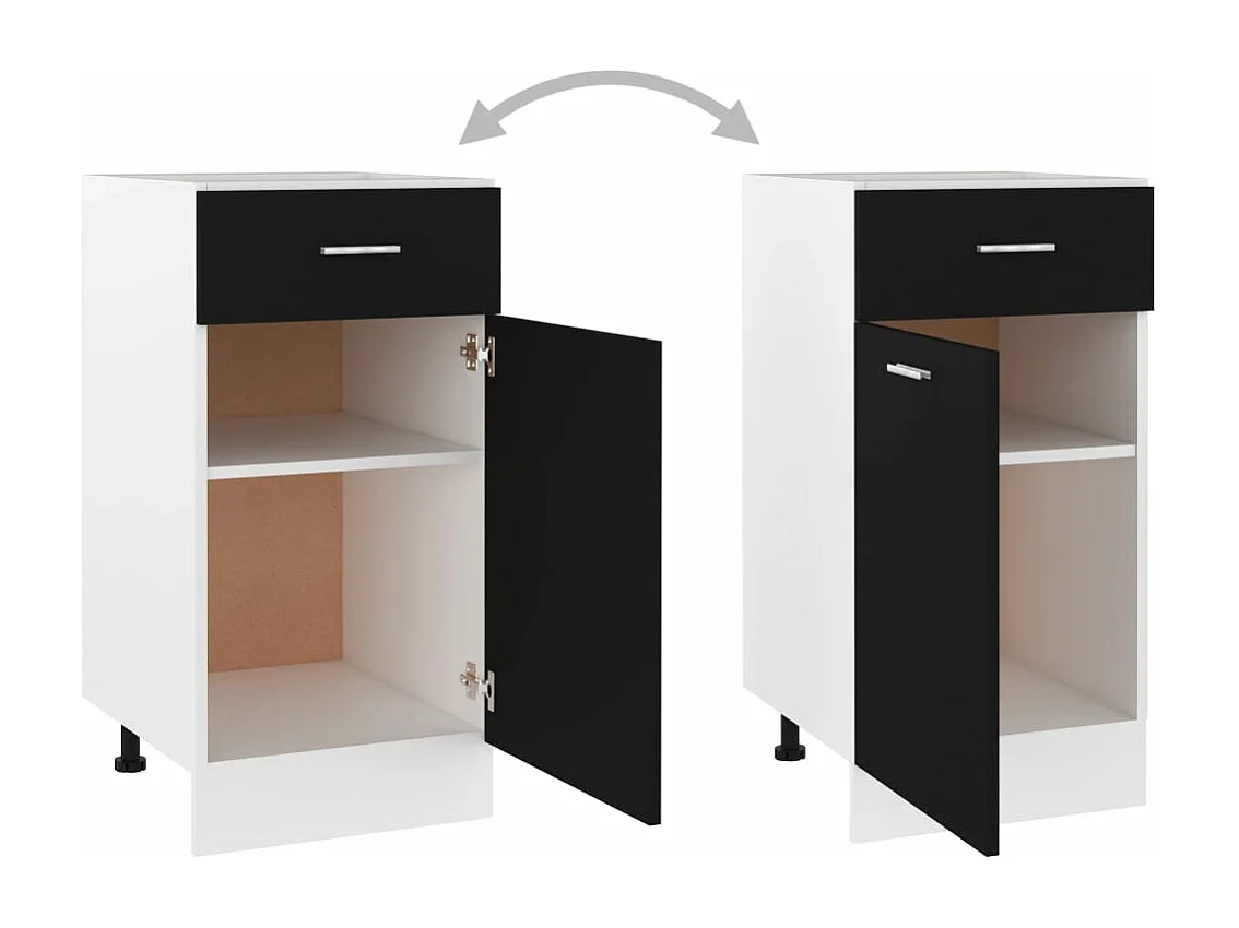 Cajón inferior "Lyon" negro, 40 x 46 x 81,5 cm, madera de ingeniería