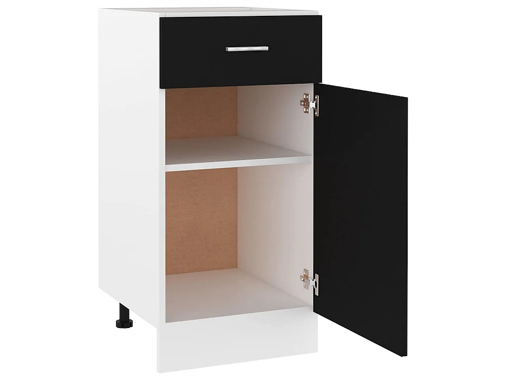 Cajón inferior "Lyon" negro, 40 x 46 x 81,5 cm, madera de ingeniería