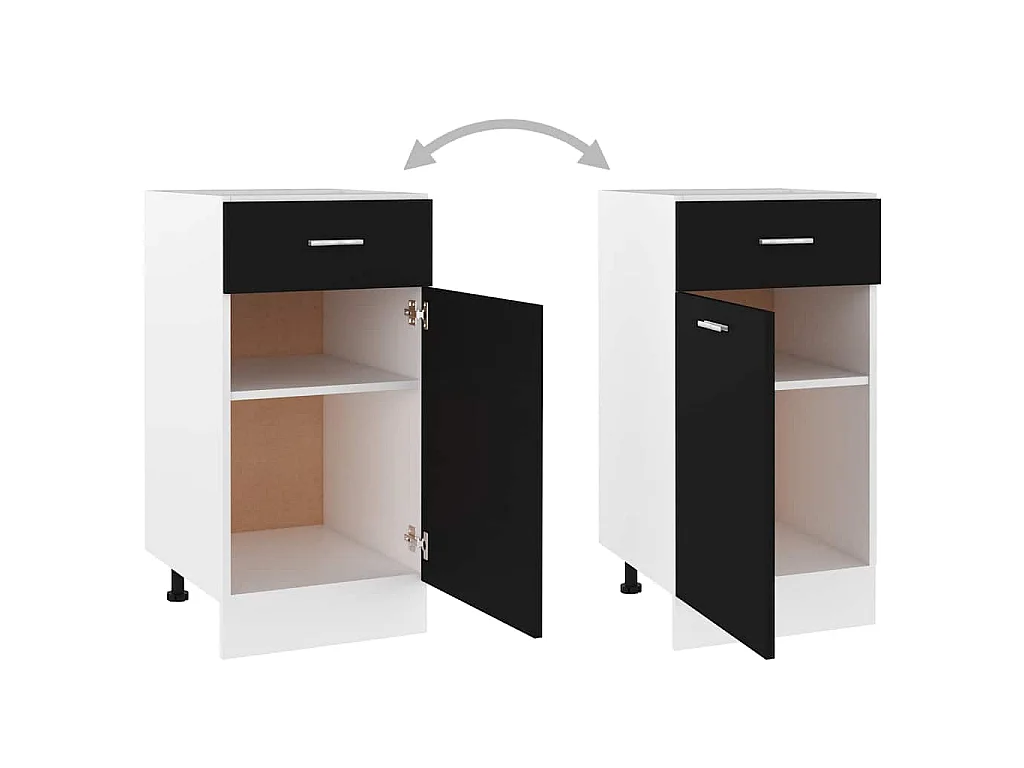 Cajón inferior "Lyon" negro, 40 x 46 x 81,5 cm, madera de ingeniería
