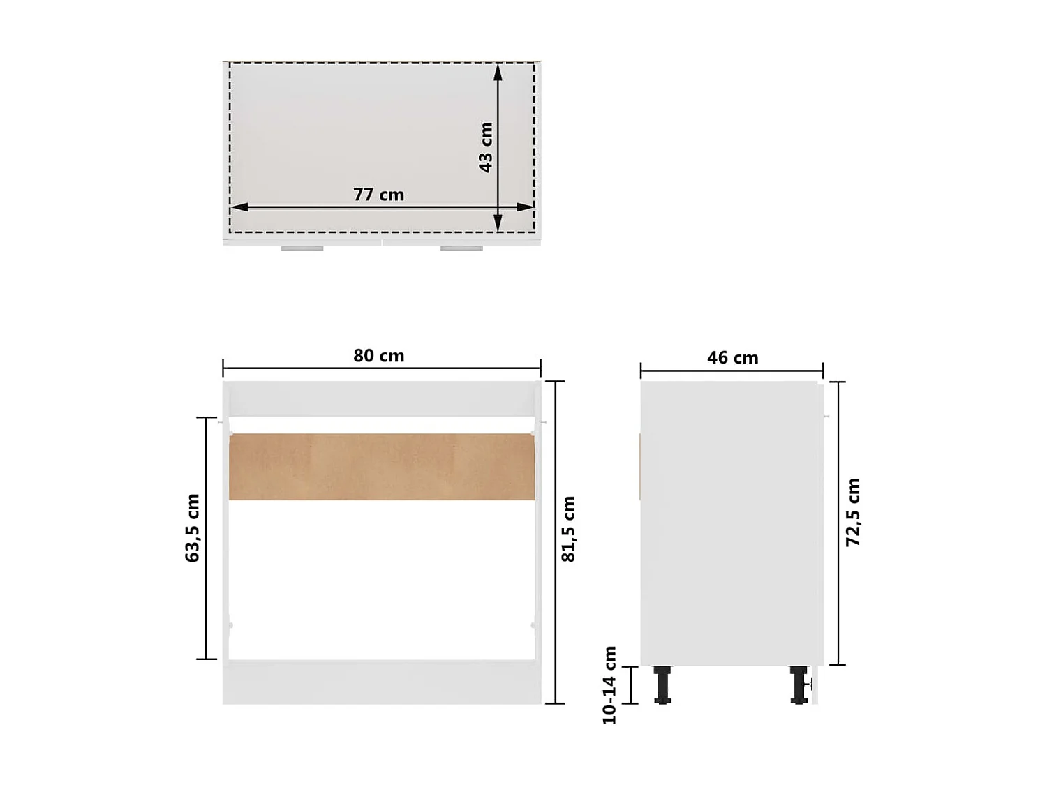 Meuble sous-évier "Lyon" Blanc brillant 80 x 46 x 81,5 cm Bois d'ingénierie
