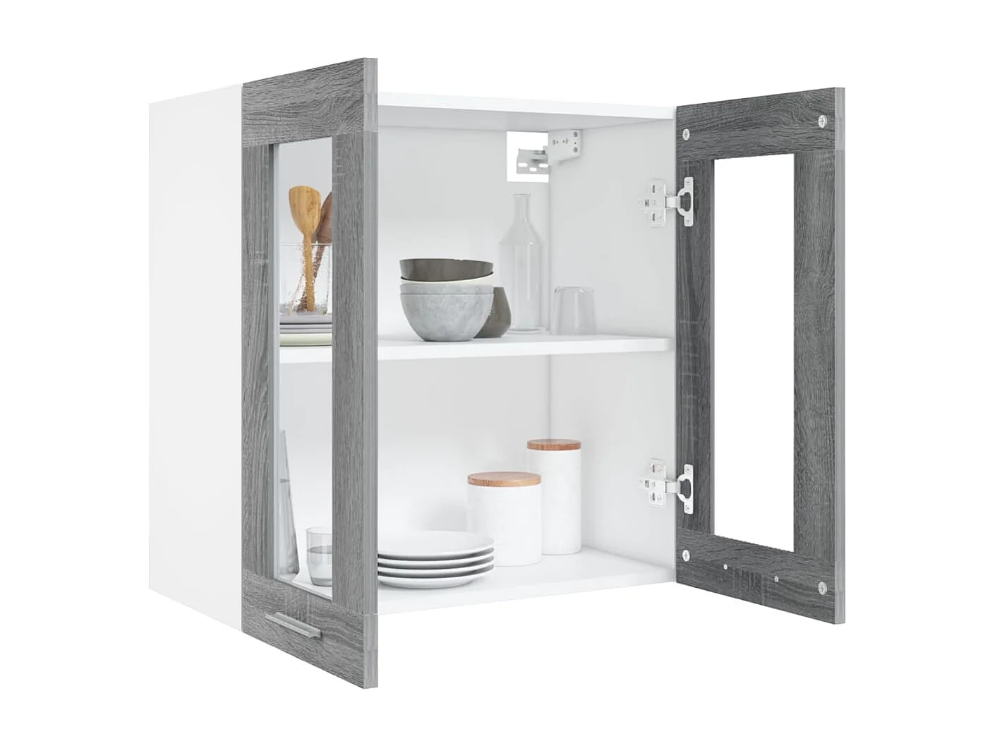 Vitrine suspendue "Lyon" Gris Sonoma 60 x 31 x 60 cm Bois d'ingénierie