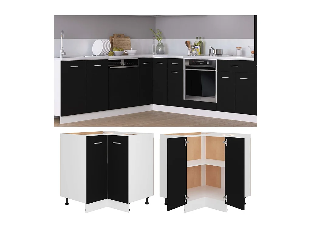 Hoekonderkast Lyon 75,5x75,5x81,5 cm bewerkt hout zwart