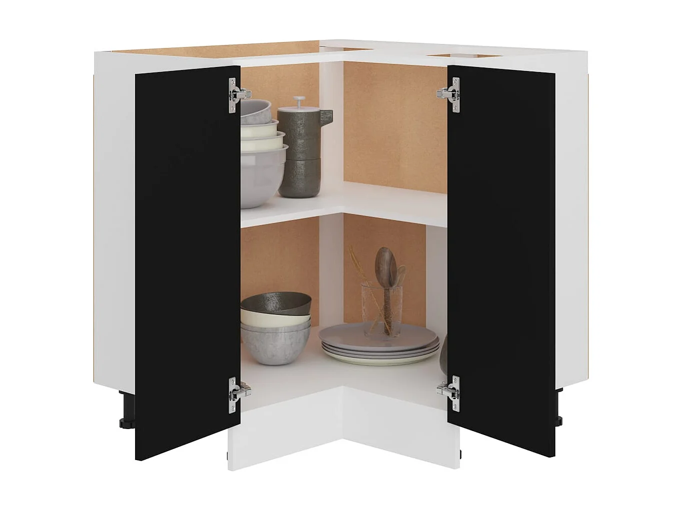 Hoekonderkast Lyon 75,5x75,5x81,5 cm bewerkt hout zwart