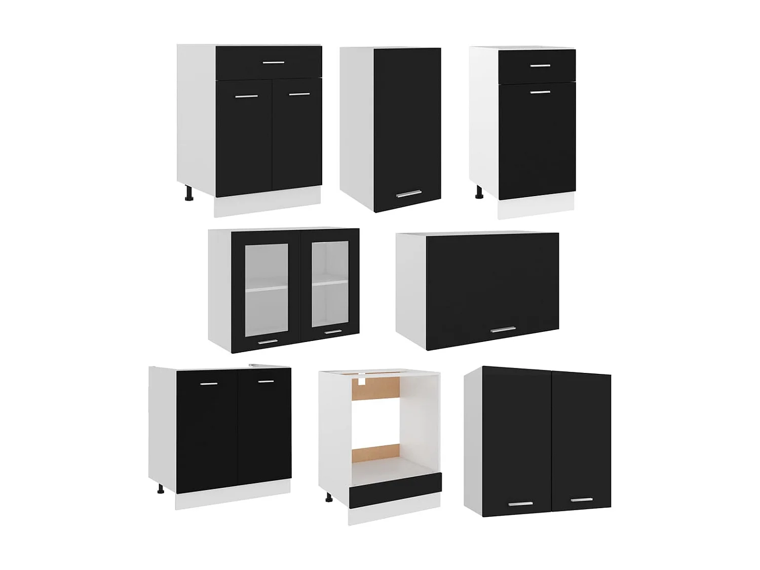 Ensemble de meubles de cuisine 8 pcs Noir Aggloméré