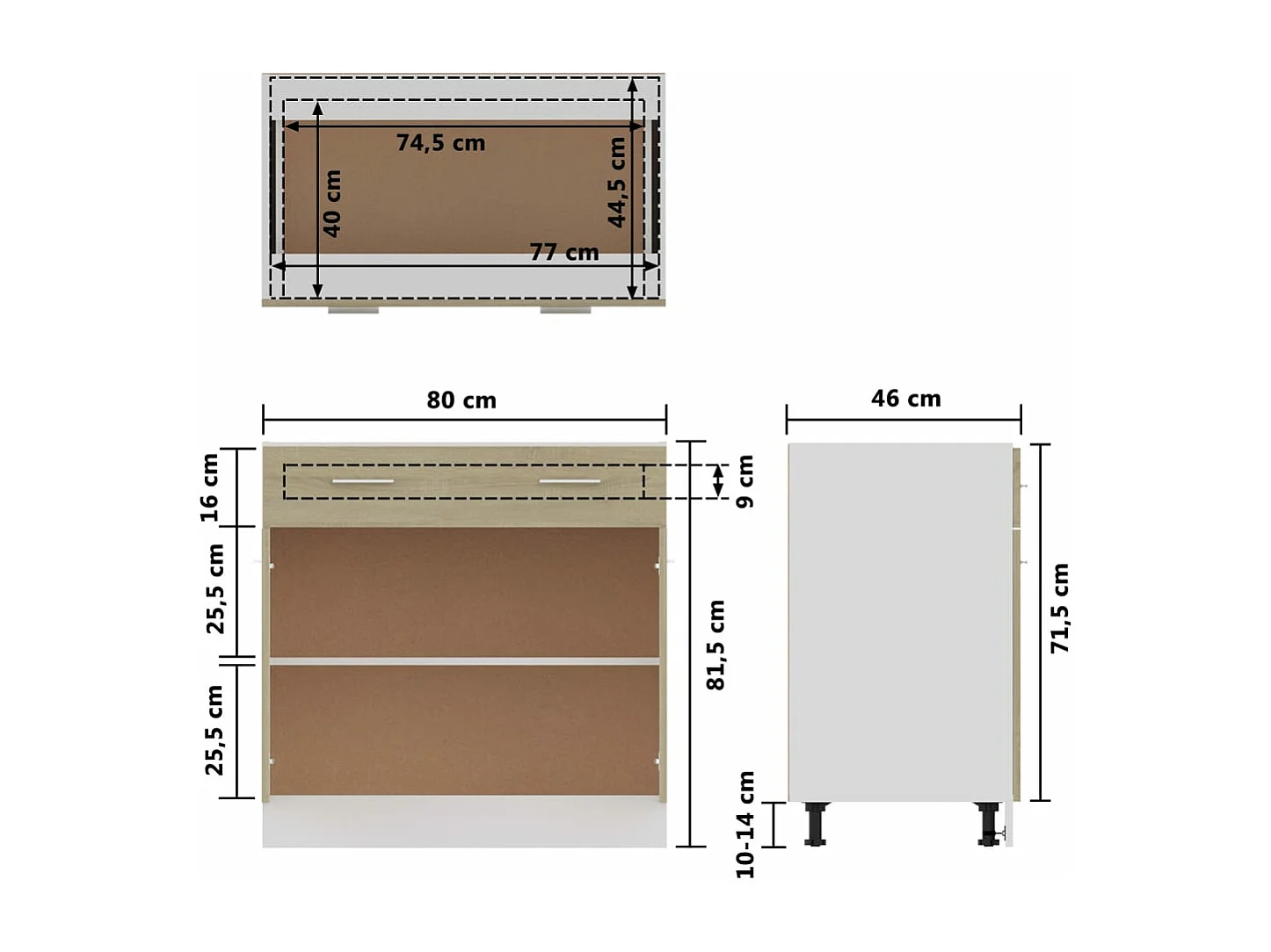 Mobile Inferiore Cassetto Rovere Sonoma 80x46x81,5 Multistrato