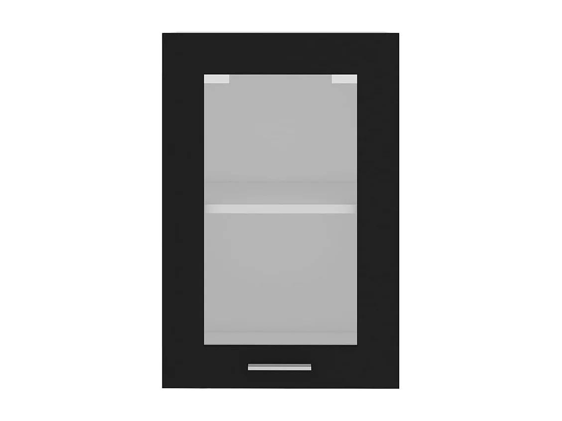 Mobile Pensile con Vetro “Lyon” Nero 40x31x60 cm