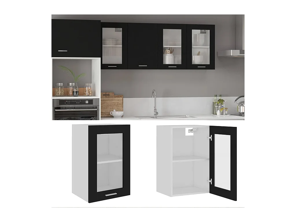 Hangkast Lyon 40x31x60 cm bewerkt hout zwart