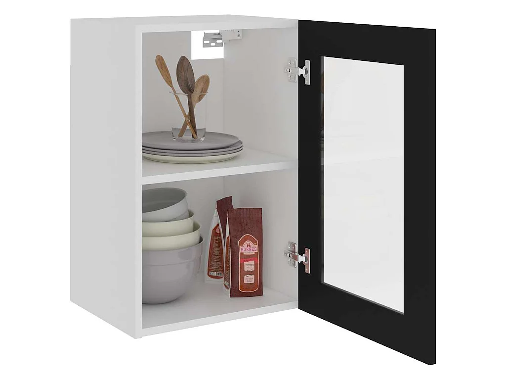 Vitrine suspendue "Lyon" Noir 40 x 31 x 60 cm Bois d'ingénierie