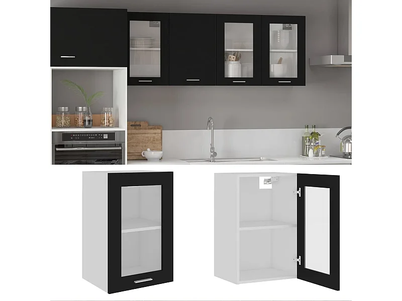 Vitrine suspendue "Lyon" Noir 40 x 31 x 60 cm Bois d'ingénierie