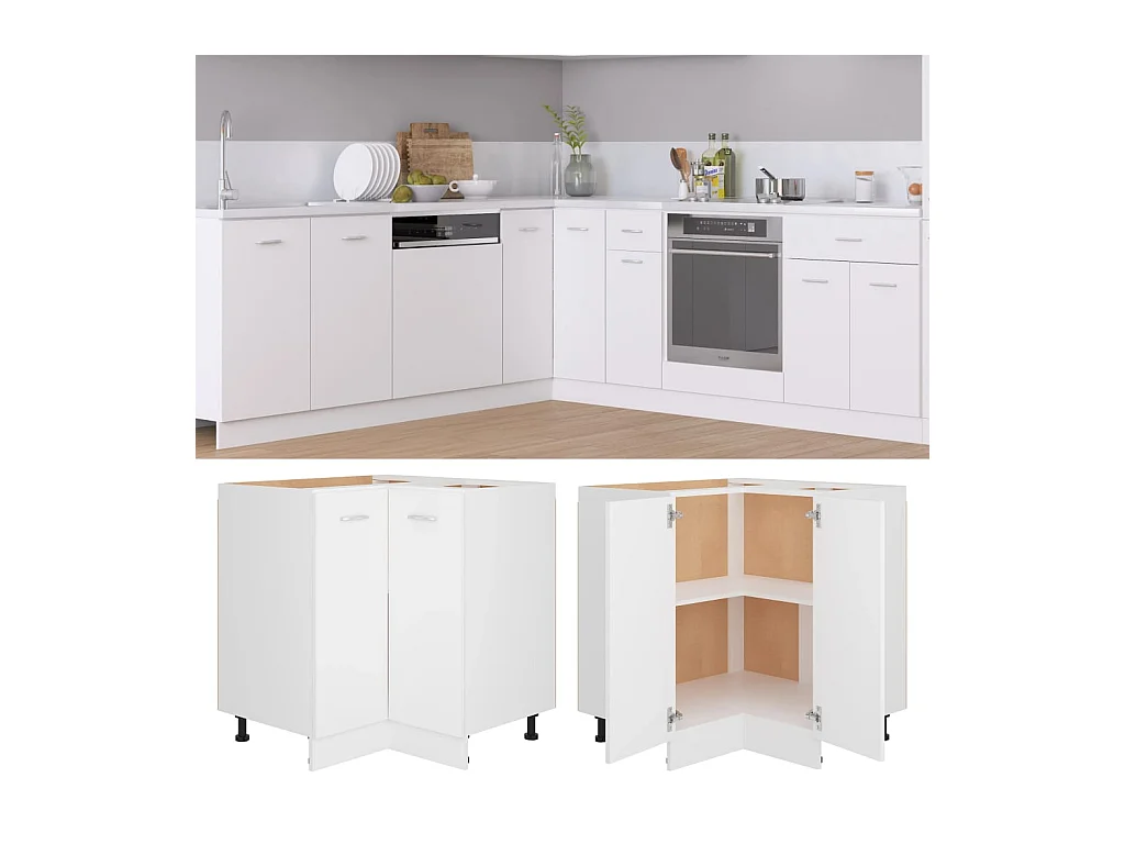 Armoire d'angle basse "Lyon" Blanc 75,5 x 75,5 x 81,5 cm Bois d'ingénierie