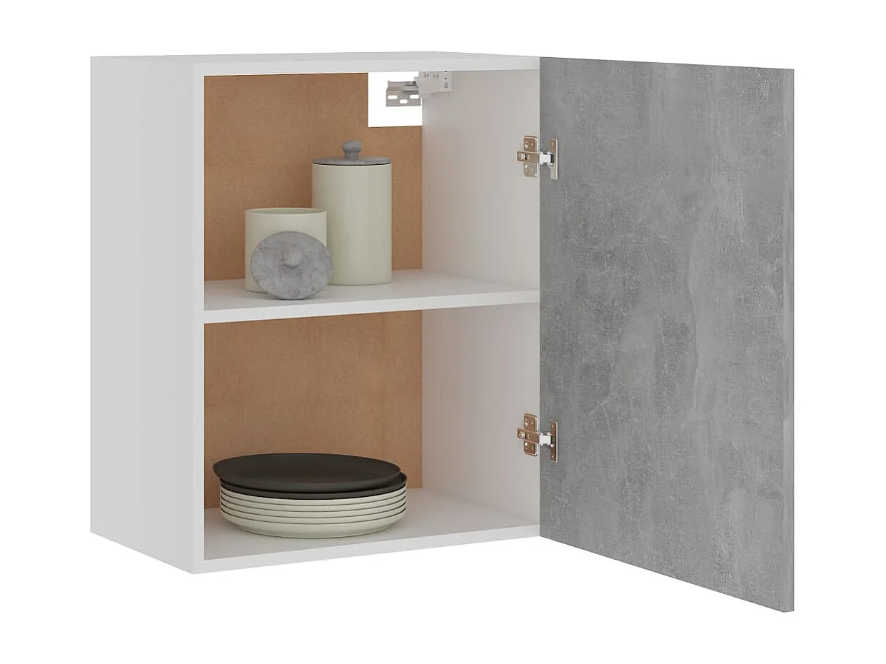 Hangkasten 2 st Lyon 50x31x60 cm bewerkt hout betongrijs