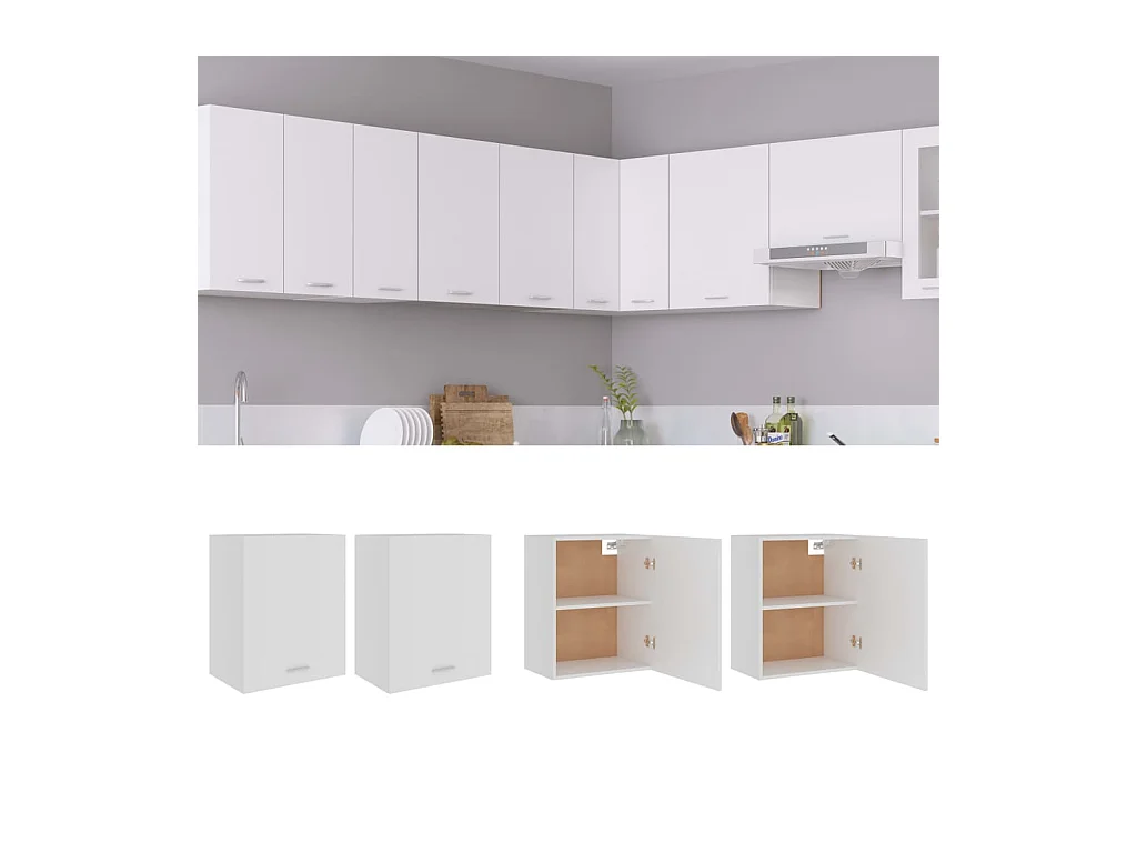 Armoires suspendues 2 pièces "Lyon" Blanc 50 x 31 x 60 cm Bois d'ingénierie
