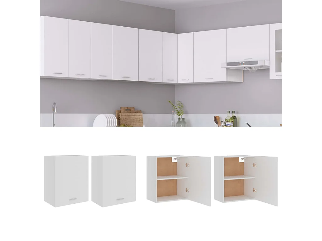 Armoires suspendues 2 pièces "Lyon" Blanc 50 x 31 x 60 cm Bois d'ingénierie