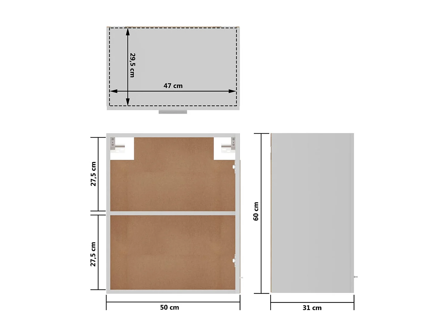 Bovenkasten 2 st Lyon 50x31x60 cm bewerkt hout wit