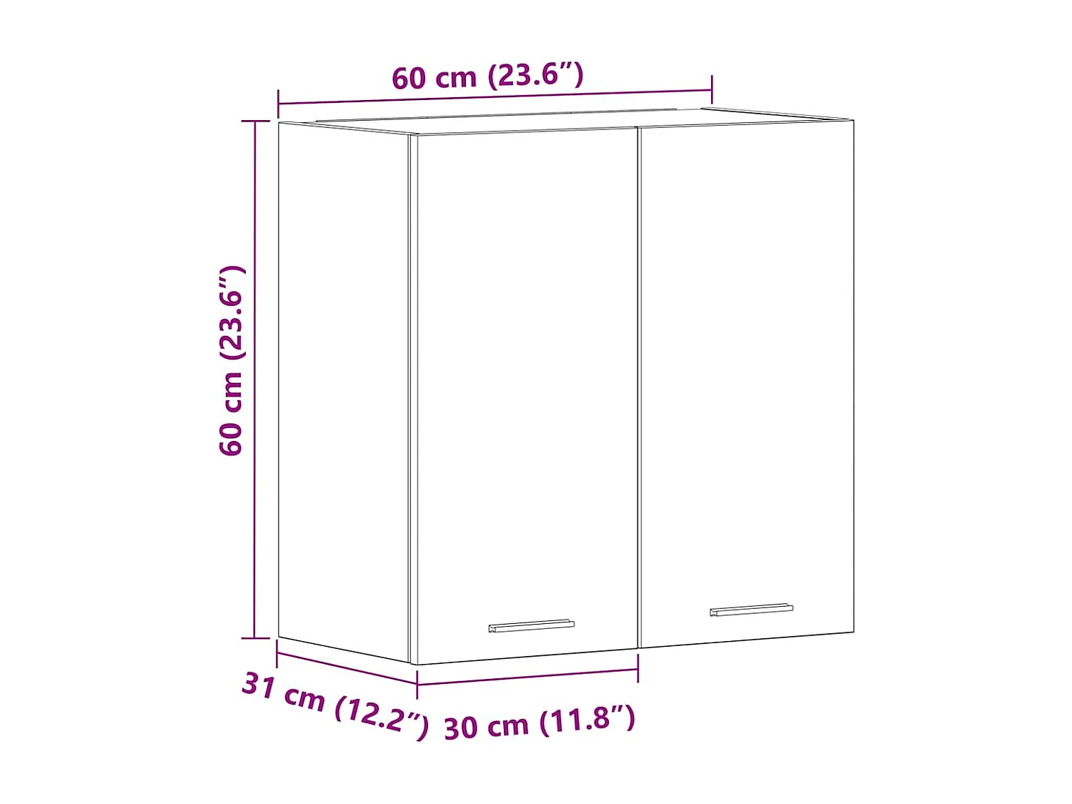 Armario colgante "Lyon" de, blanco, 60 x 31 x 60 cm, madera de ingeniería
