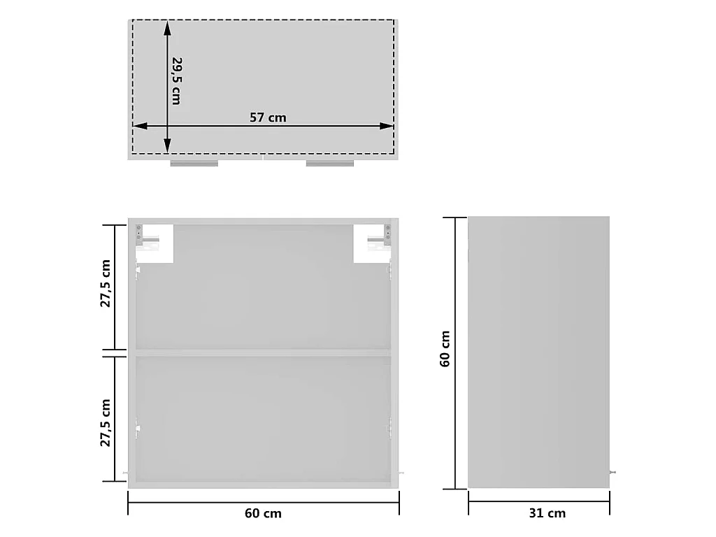 Vitrine suspendue "Lyon" Blanc 60 x 31 x 60 cm Bois d'ingénierie