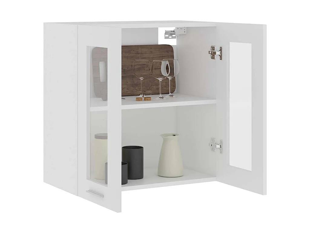 Vitrine suspendue "Lyon" Blanc 60 x 31 x 60 cm Bois d'ingénierie