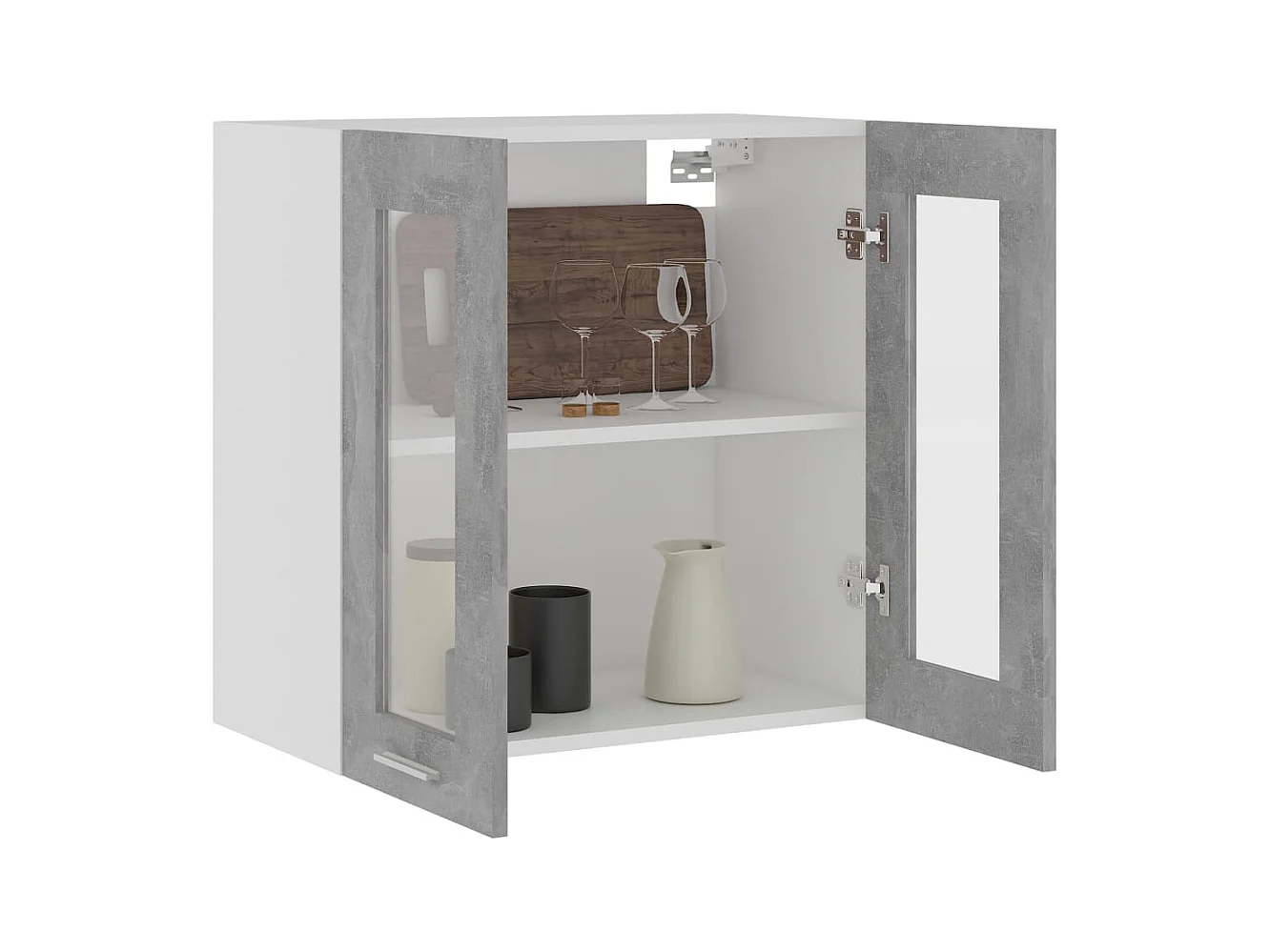 Vitrine suspendue "Lyon" Gris béton 60 x 31 x 60 cm Bois d'ingénierie