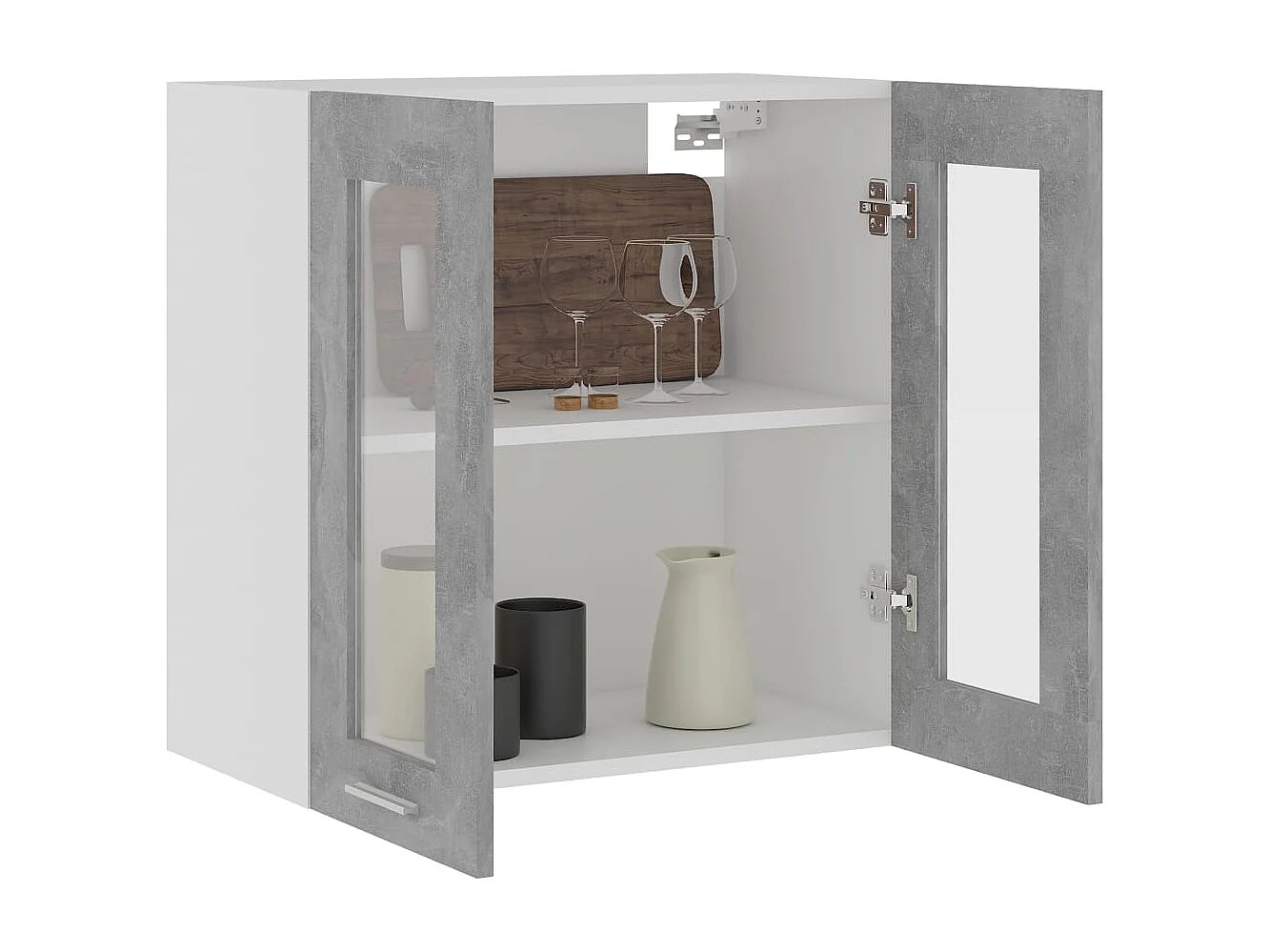 Vitrine suspendue "Lyon" Gris béton 60 x 31 x 60 cm Bois d'ingénierie