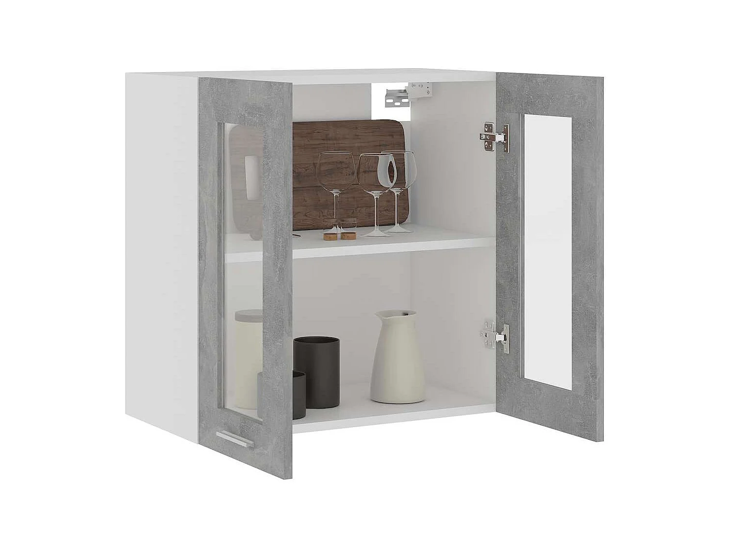 Armário de parede c/ vidro “Lyon” cinzento cimento