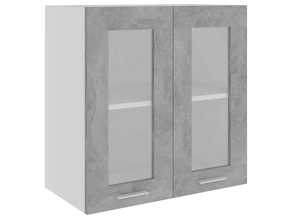 Vitrine suspendue "Lyon" Gris béton 60 x 31 x 60 cm Bois d'ingénierie