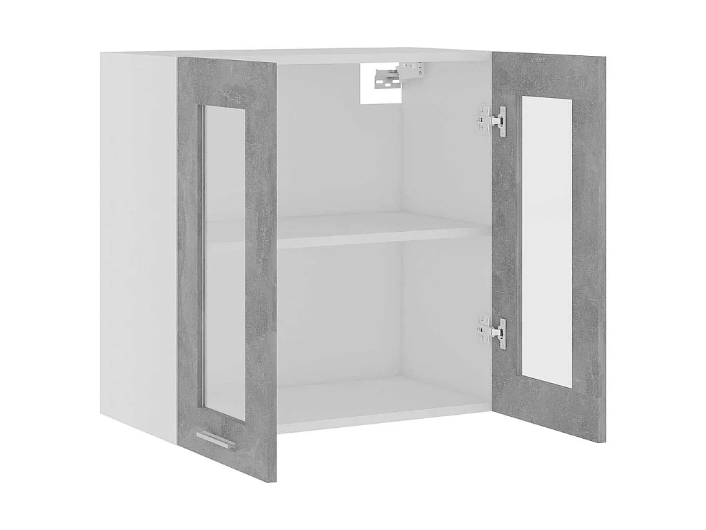Vitrine suspendue Lyon gris béton 60x31x60 cm bois d'ingénierie