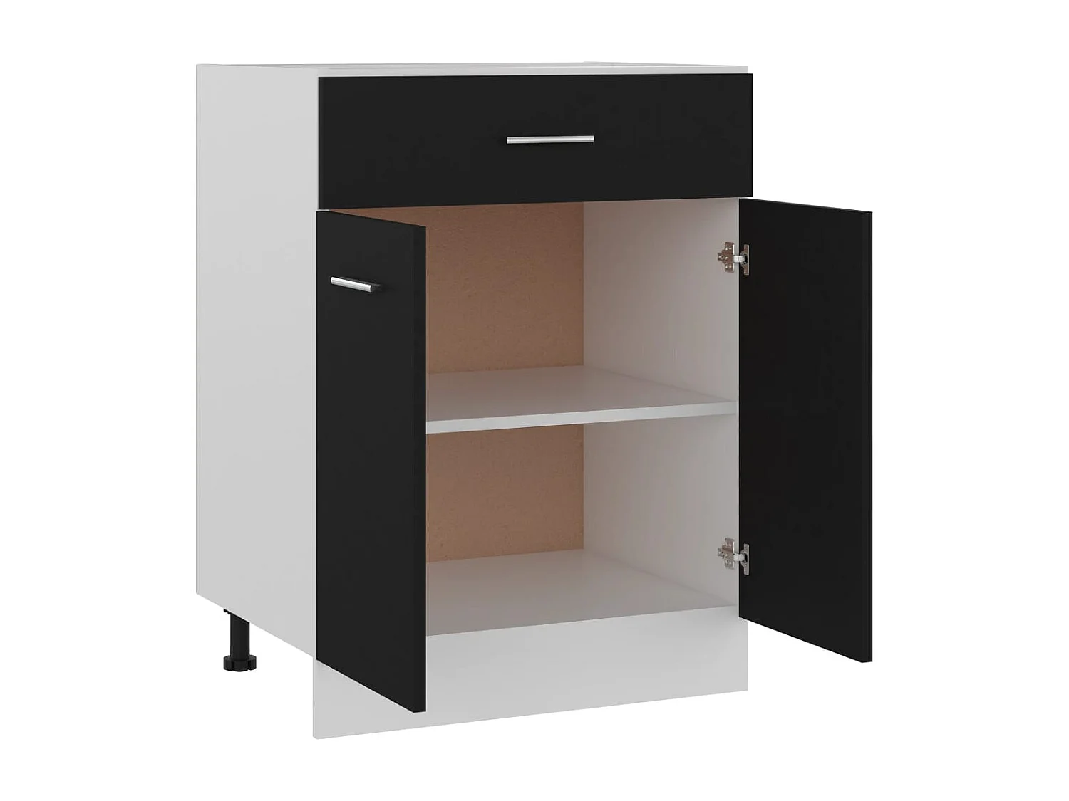 Onderkast met lade Lyon 60x46x81,5 cm bewerkt hout zwart