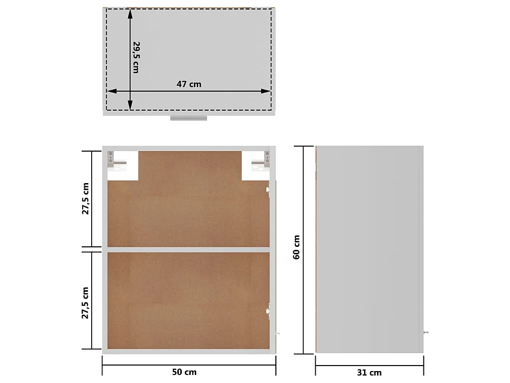 Armoire suspendue "Lyon" Blanc 50 x 31 x 60 cm Bois d'ingénierie