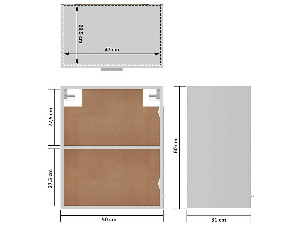 Bovenkast Lyon 50x31x60 cm bewerkt hout wit