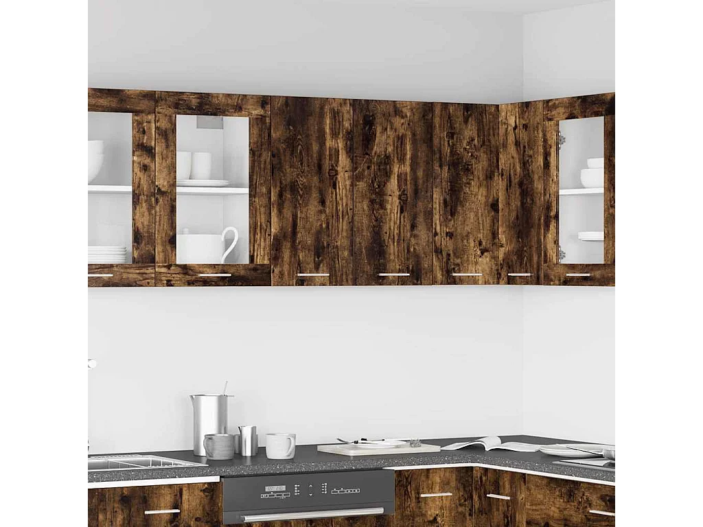 Wandkast hangend Lyon 60x31x60 cm bewerkt hout gerookt eikenkleurig