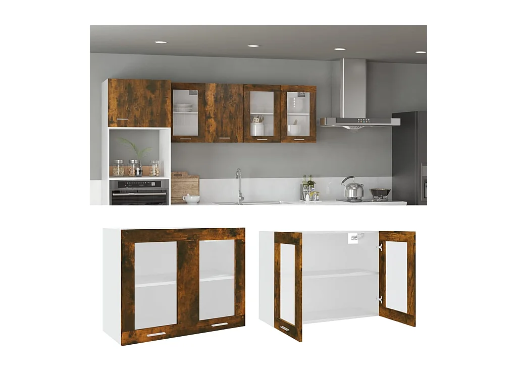 Hangkast Lyon 80x31x60 cm bewerkt hout gerookt eikenkleurig