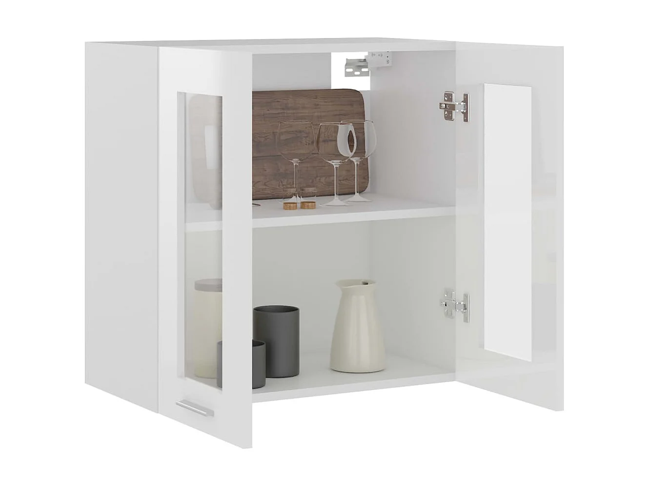 Bovenkast Lyon 60x31x60 cm bewerkt hout hoogglans wit
