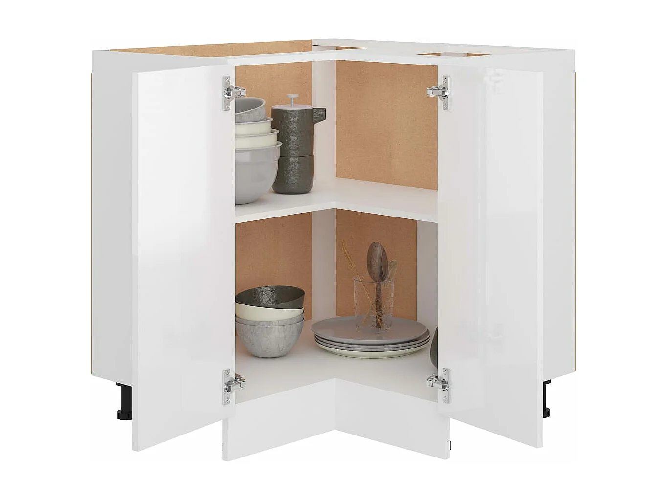 Hoekonderkast Lyon 75,5x75,5x81,5 cm bewerkt hout hoogglans wit