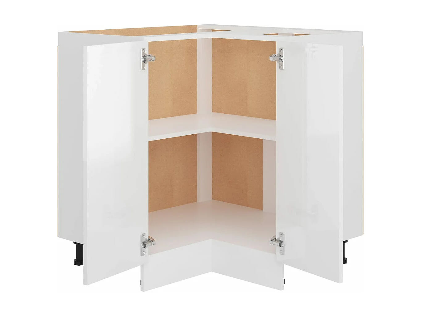 Eckunterschrank Hochglanz-Weiß 75,5x75,5x81,5 cm Holzwerkstoff