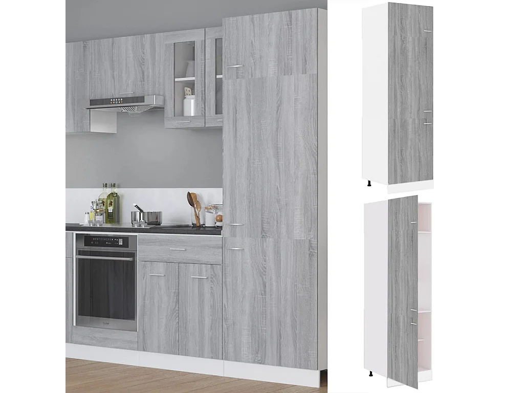 Ombouwkast voor koelkast Lyon 60x57x207 cm bewerkt hout grijs sonoma eikenkleur