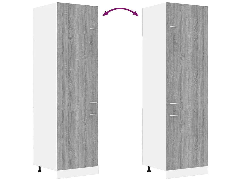 Ombouwkast voor koelkast Lyon 60x57x207 cm bewerkt hout grijs sonoma eikenkleur