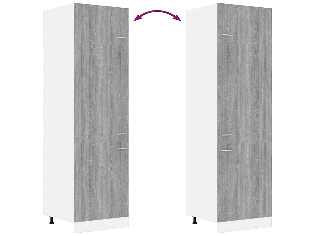Armoire réfrigérée "Lyon" Gris Sonoma 60 x 57 x 207 cm Bois d'ingénierie