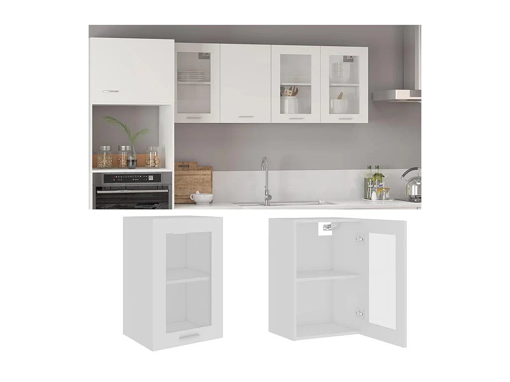 Vitrine suspendue "Lyon" Blanc 40 x 31 x 60 cm Bois d'ingénierie