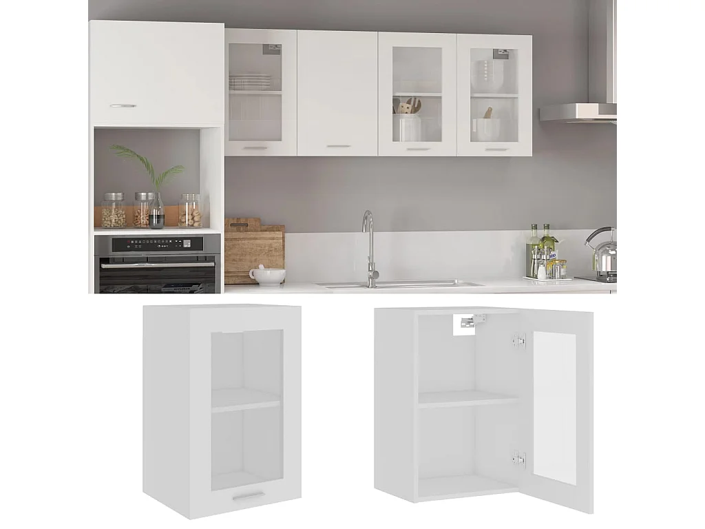 Vitrine suspendue "Lyon" Blanc 40 x 31 x 60 cm Bois d'ingénierie