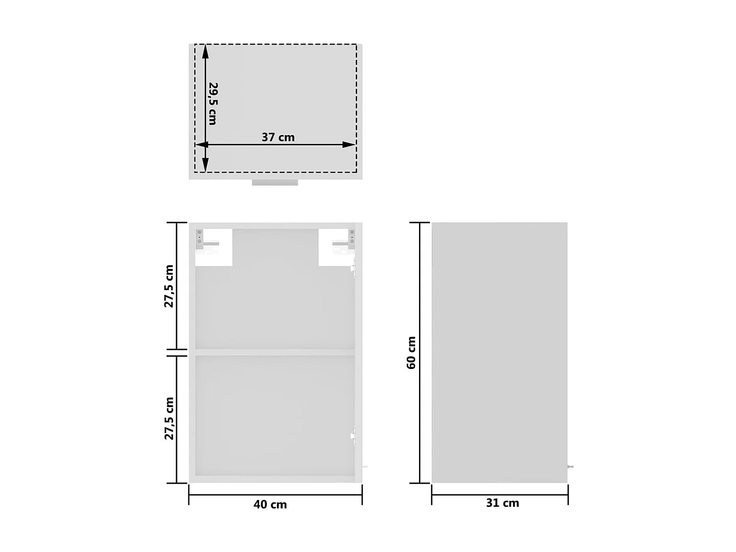Bovenkast Lyon 40x31x60 cm bewerkt hout wit