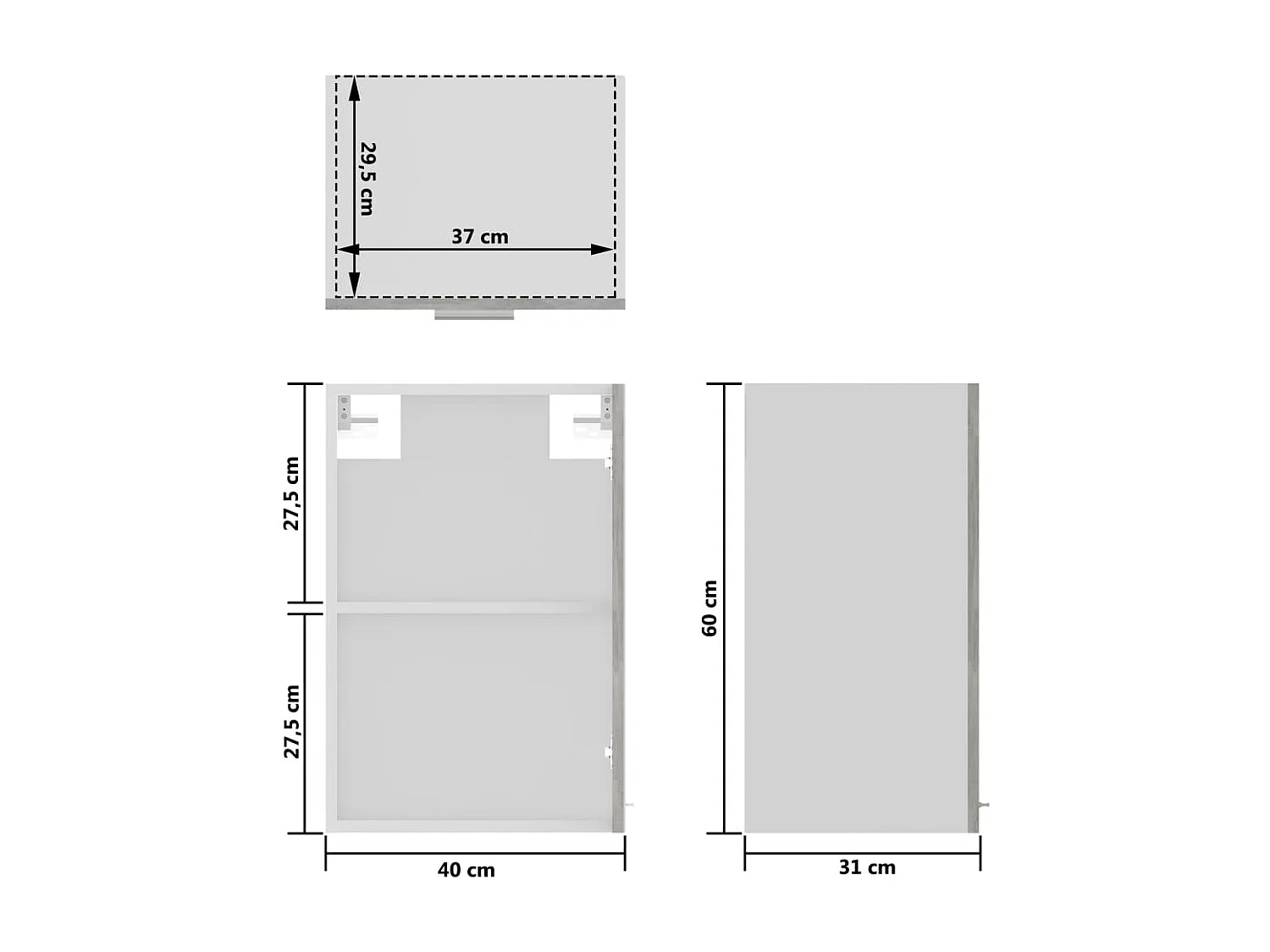 Vitrina colgante "Lyon" de, gris hormigón, 40 x 31 x 60 cm, madera de ingeniería